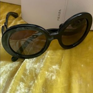 Prada Baroque Round 55mm Swirl Sunglasses Black